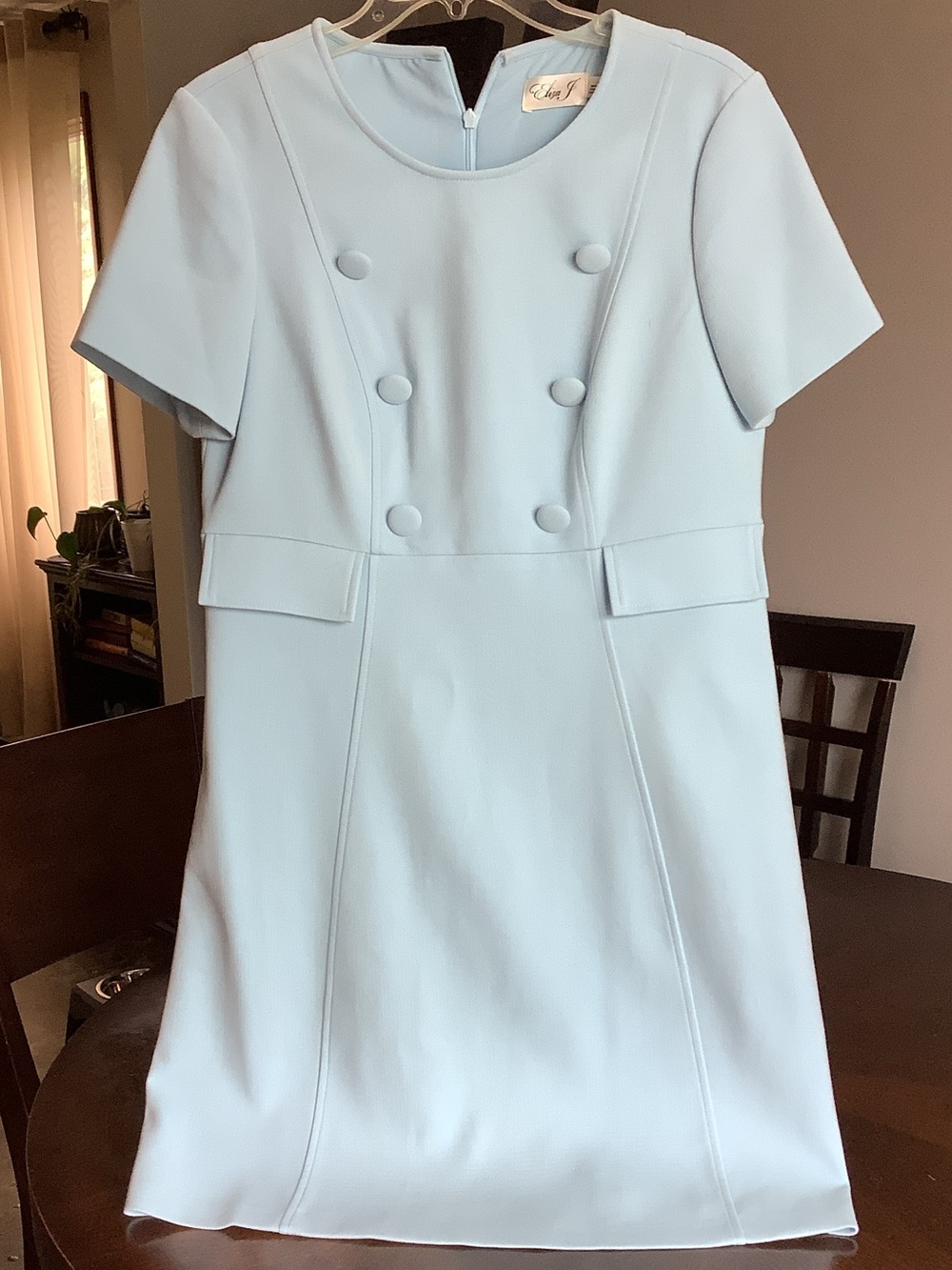 Eliza J Light Blue Short Sleeve Double-Breasted Mini Dress